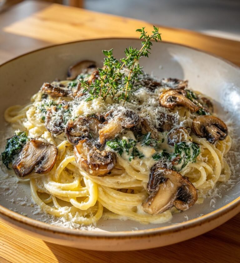 Krämig svamppasta med timjan och pecorino