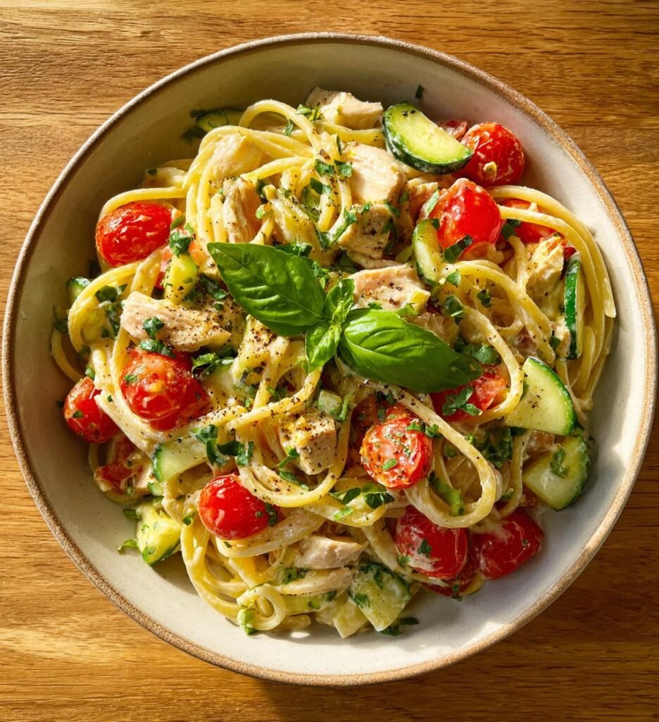 Krämig pastasallad med kyckling