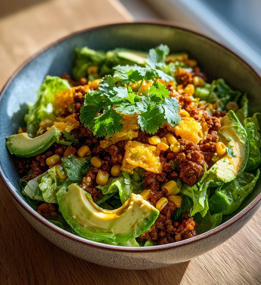 Tacosallad med köttfärs, majs och avokado - Enkel och God