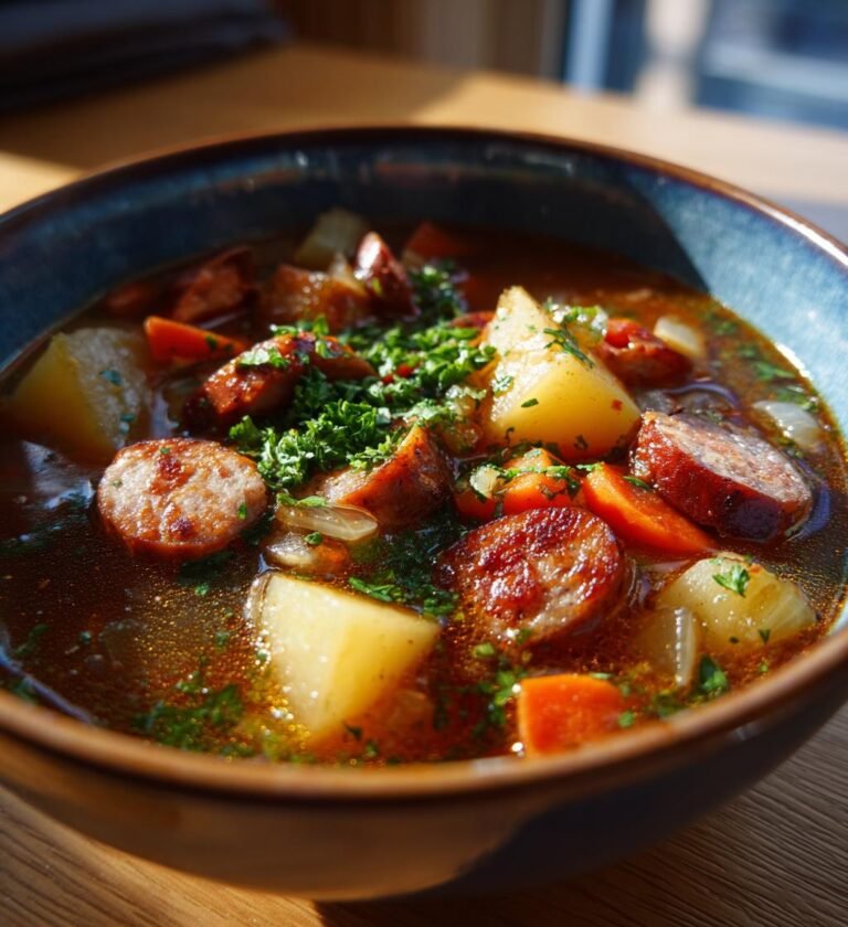 Mustig korvgryta med potatis och rotfrukter