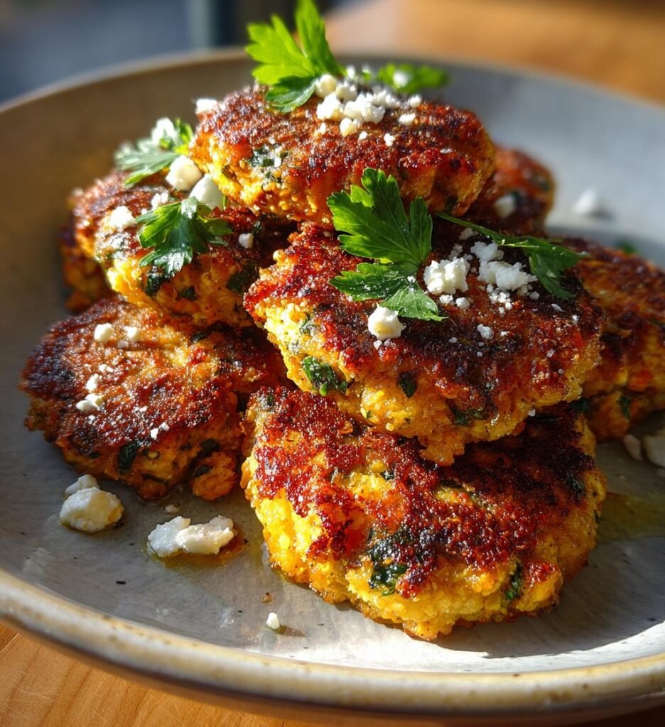 Krispiga vegetariska biffar med fetaost