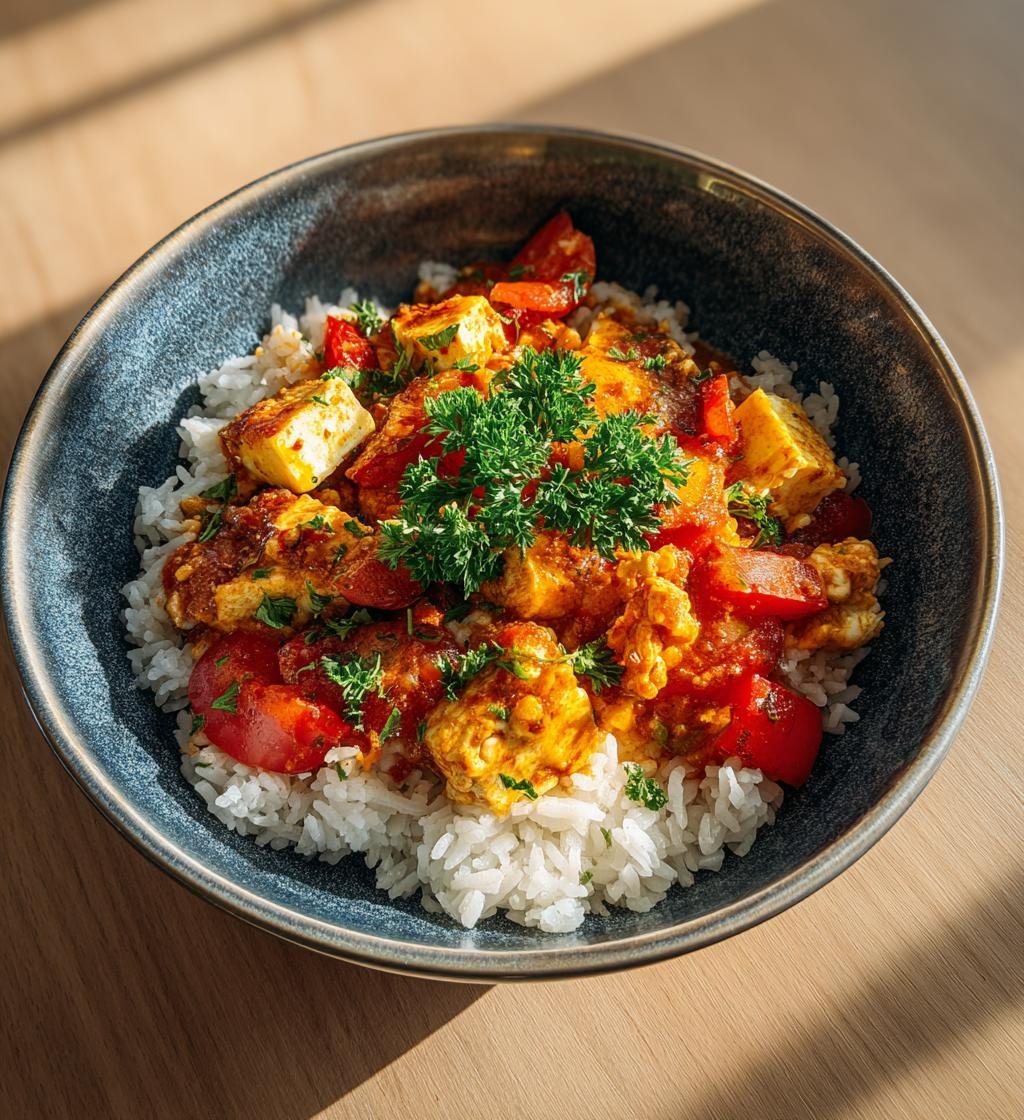 Halloumi Stroganoff med paprika, tomat och ris - Enkel och god! - steg för steg
