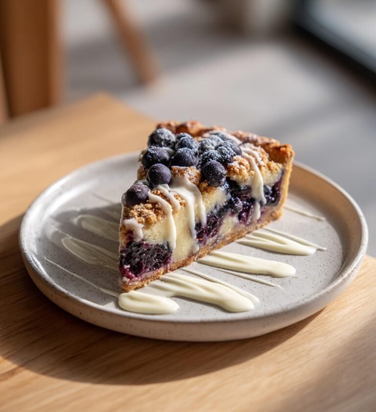 Blåbärssmulpaj med vaniljsås