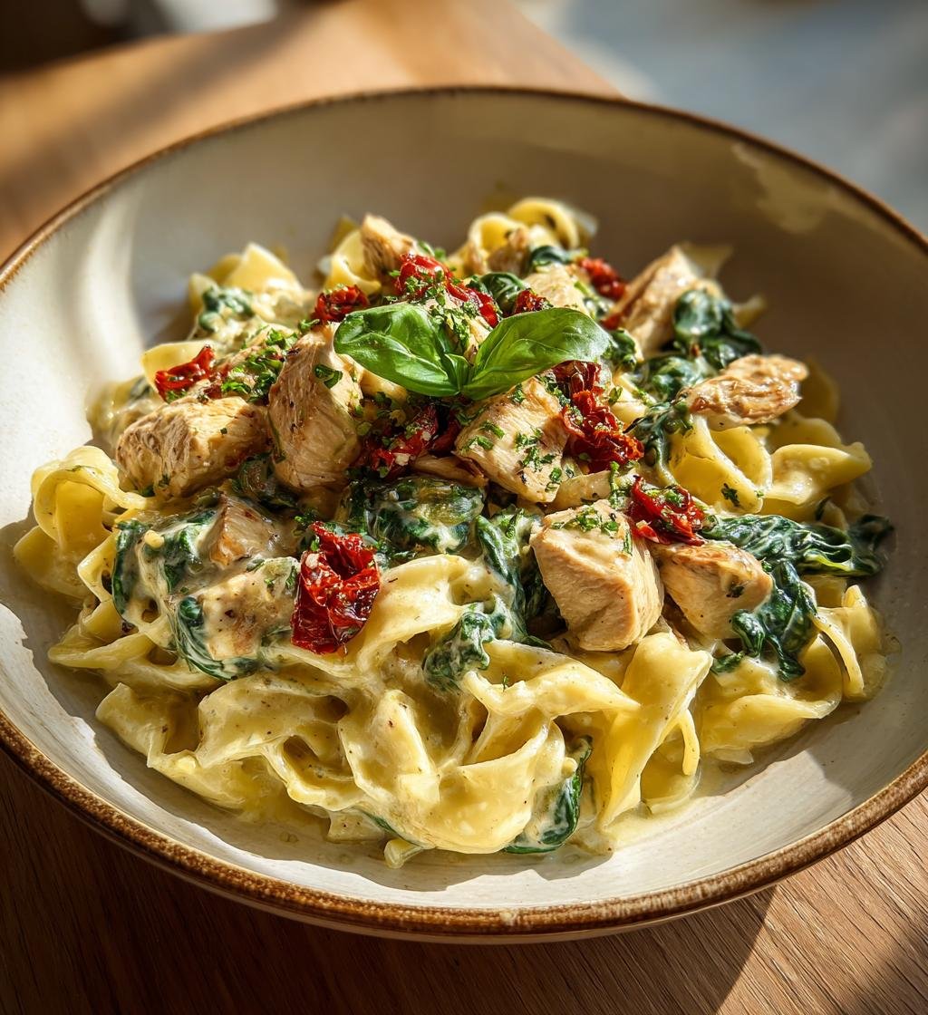 Krämig pasta med kyckling och soltorkade tomater – Enkel och god rätt - steg för steg