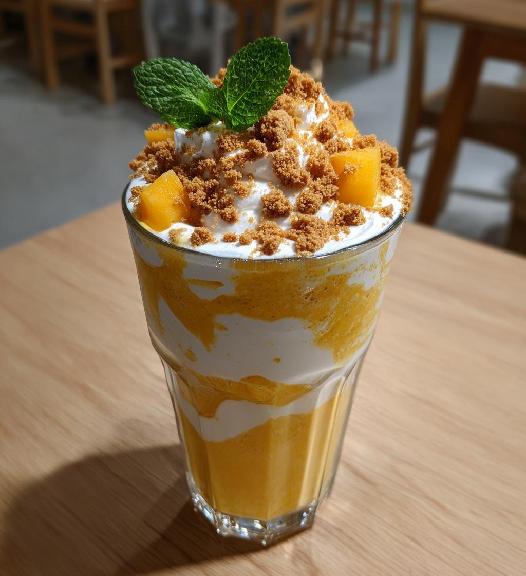 Biscoffdessert med mango och vispad grädde – Enkel och god i glas