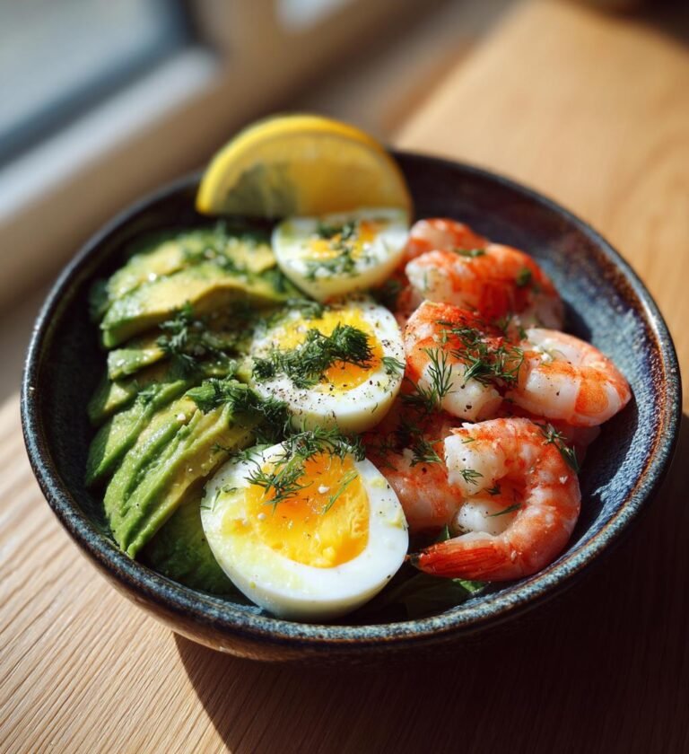 Enkel räksallad med ägg och avokado