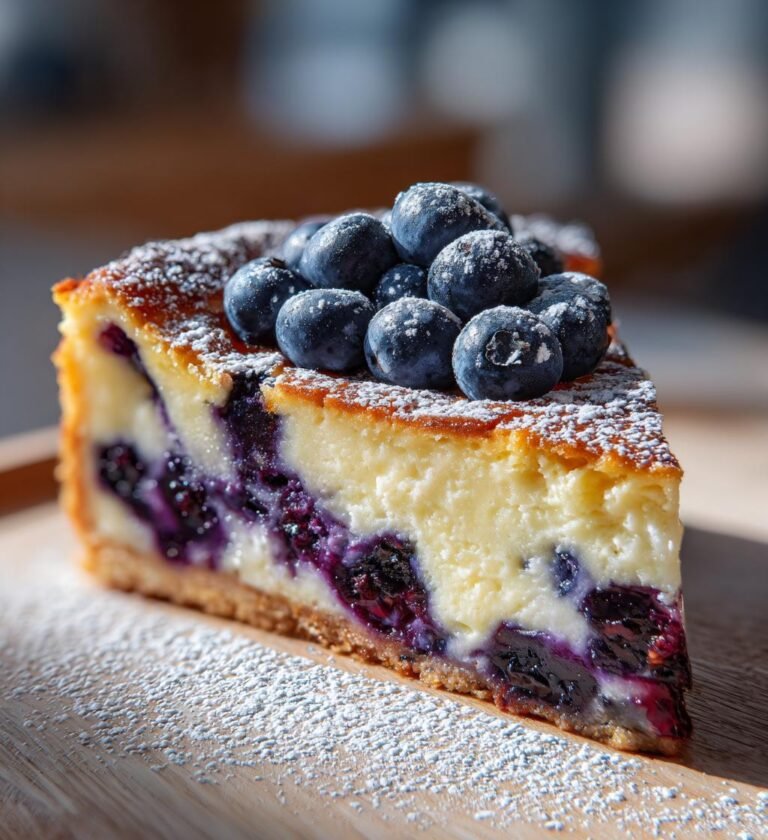 Ugnsbakad cheesecake med blåbärsswirl