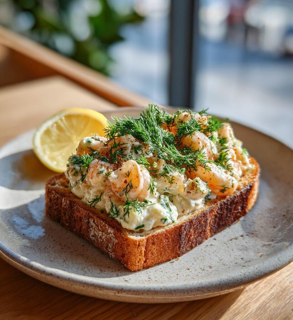 Toast Skagen med räkor dill och citron