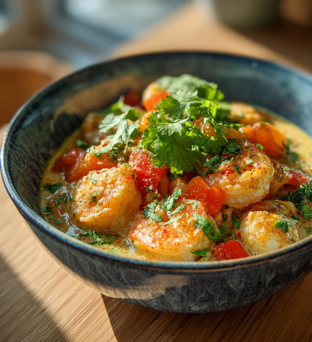 Räkcurry med kokosmjölk och grönsaker – Enkel och Krämig Rätt - steg för steg