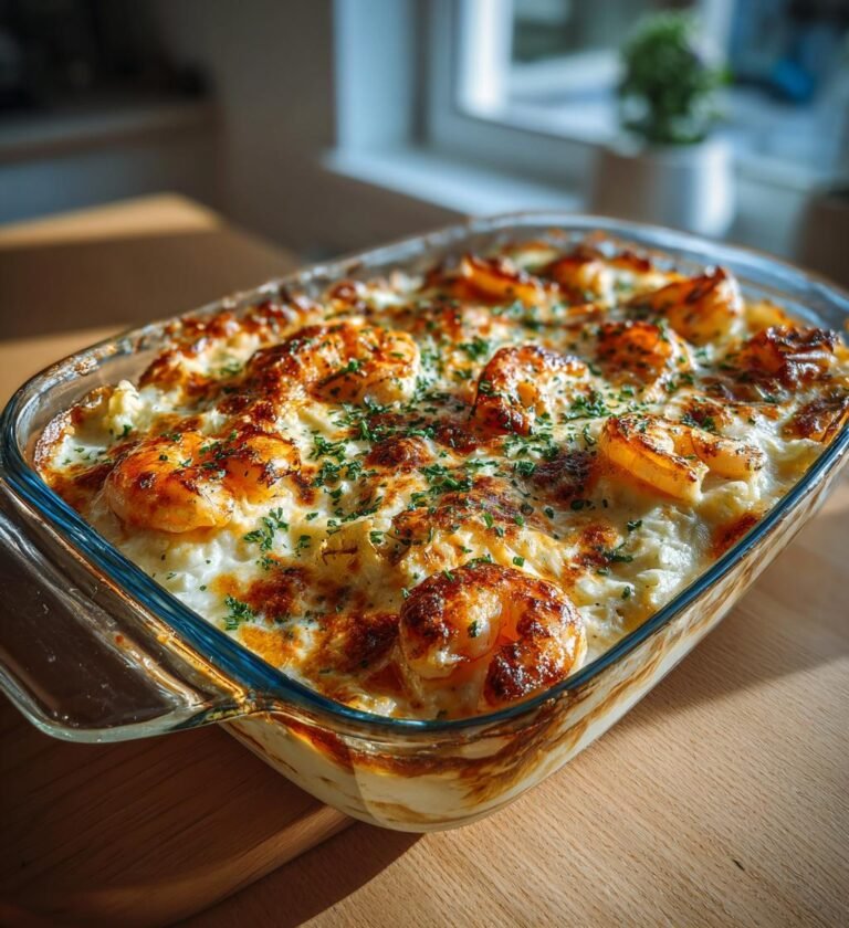 Fiskgratäng med räkor och potatismos