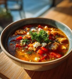 Krämig kycklinggryta med ajvar och fetaost