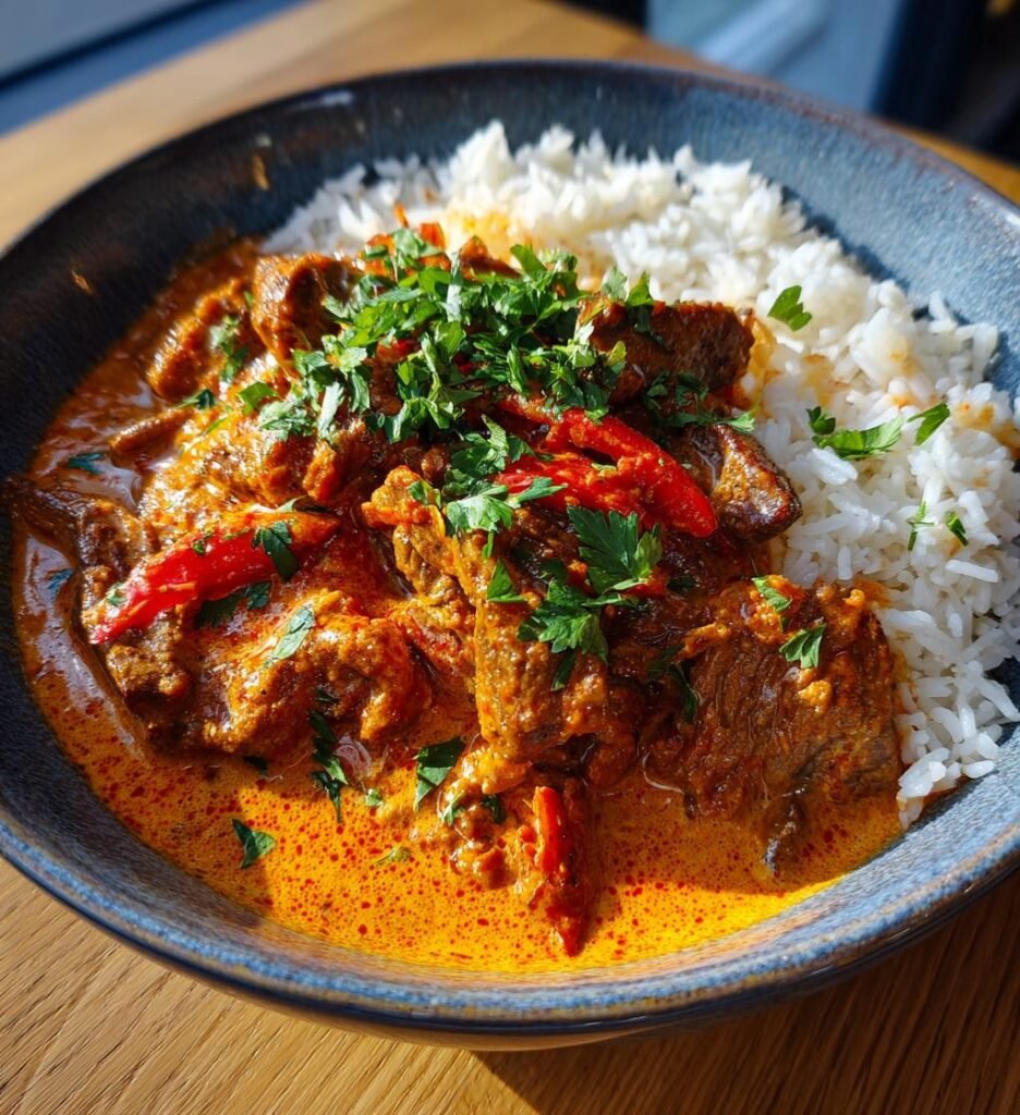 Biff Stroganoff med ris och persilja