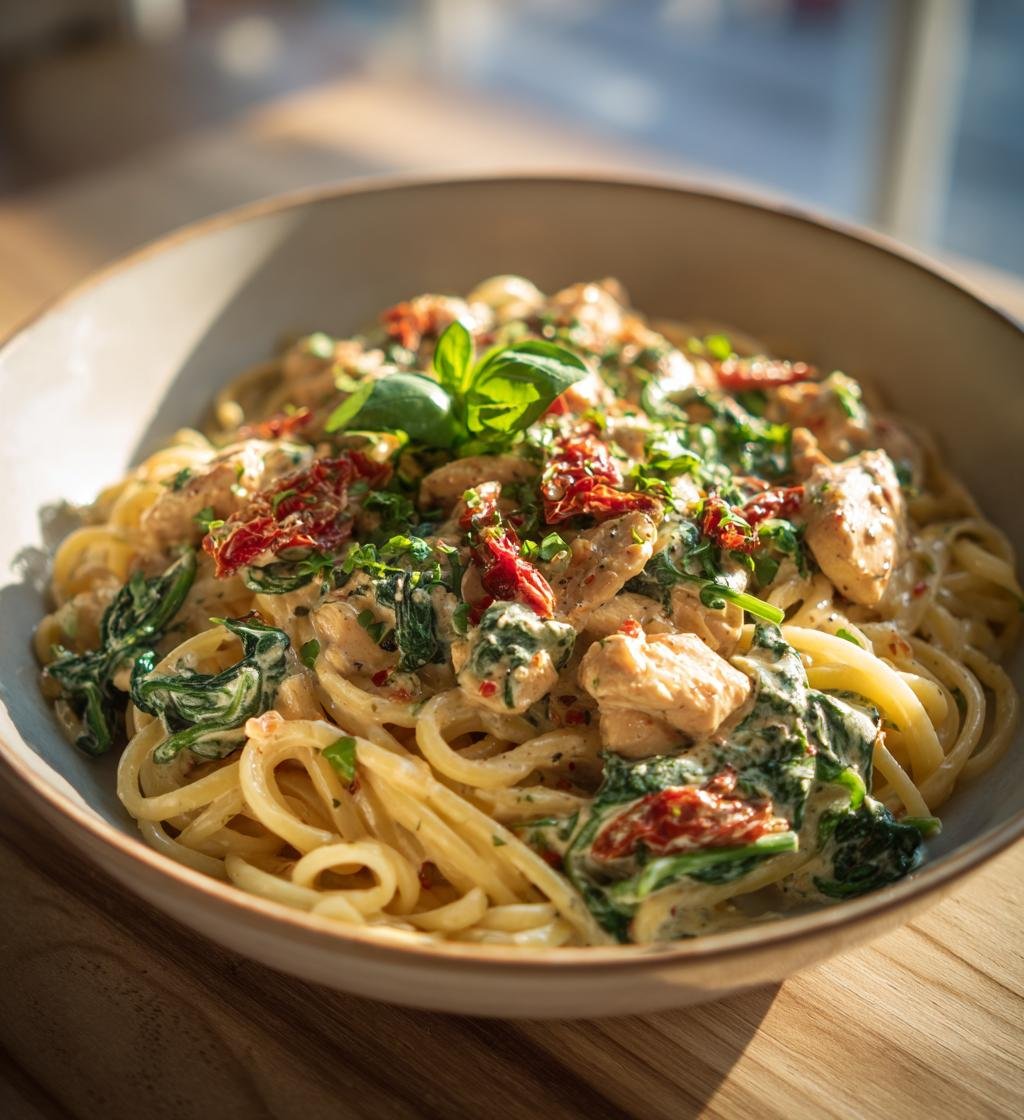 Krämig pasta med kyckling och soltorkade tomater – Enkel och god rätt