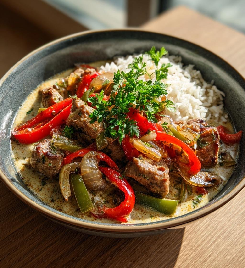 Kebabgryta med ris, paprika och vitlök – Snabb och krämig middag