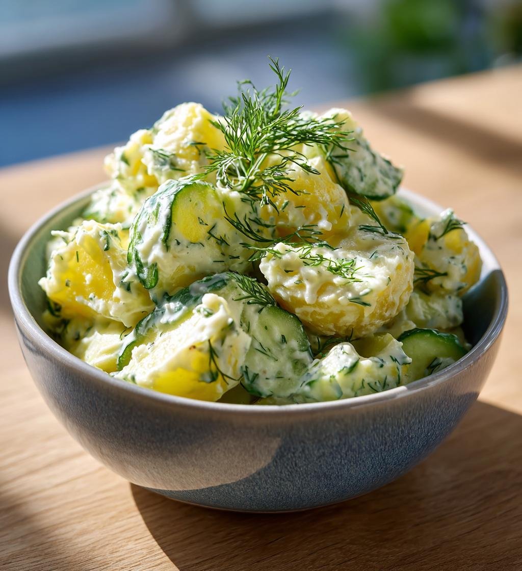 Färskpotatissallad med gurka, dill och pepparrotsdressing - Enkel och God - steg för steg
