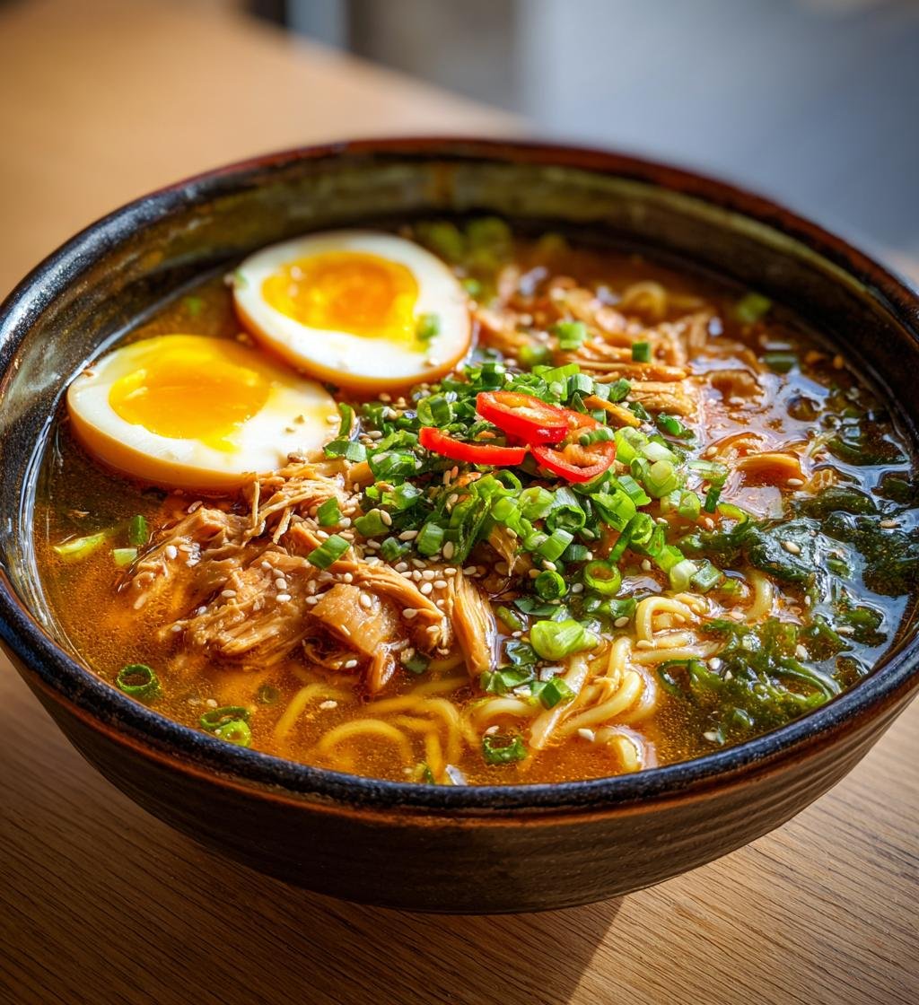 Kycklingramen med miso och grönsaker - Snabb och God Nudelsoppa - steg för steg