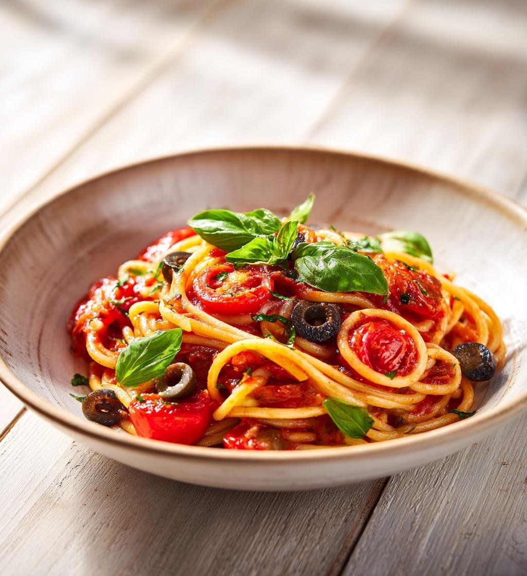 Pasta puttanesca med oliver och kapris - Enkel och God - steg för steg