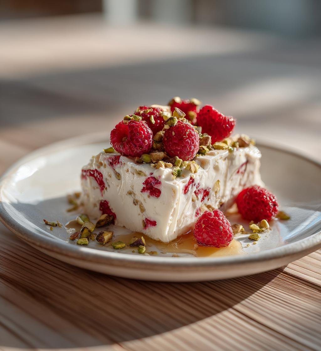 Fryst yoghurtbark med hallon pistage och honung – Enkel och god efterrätt