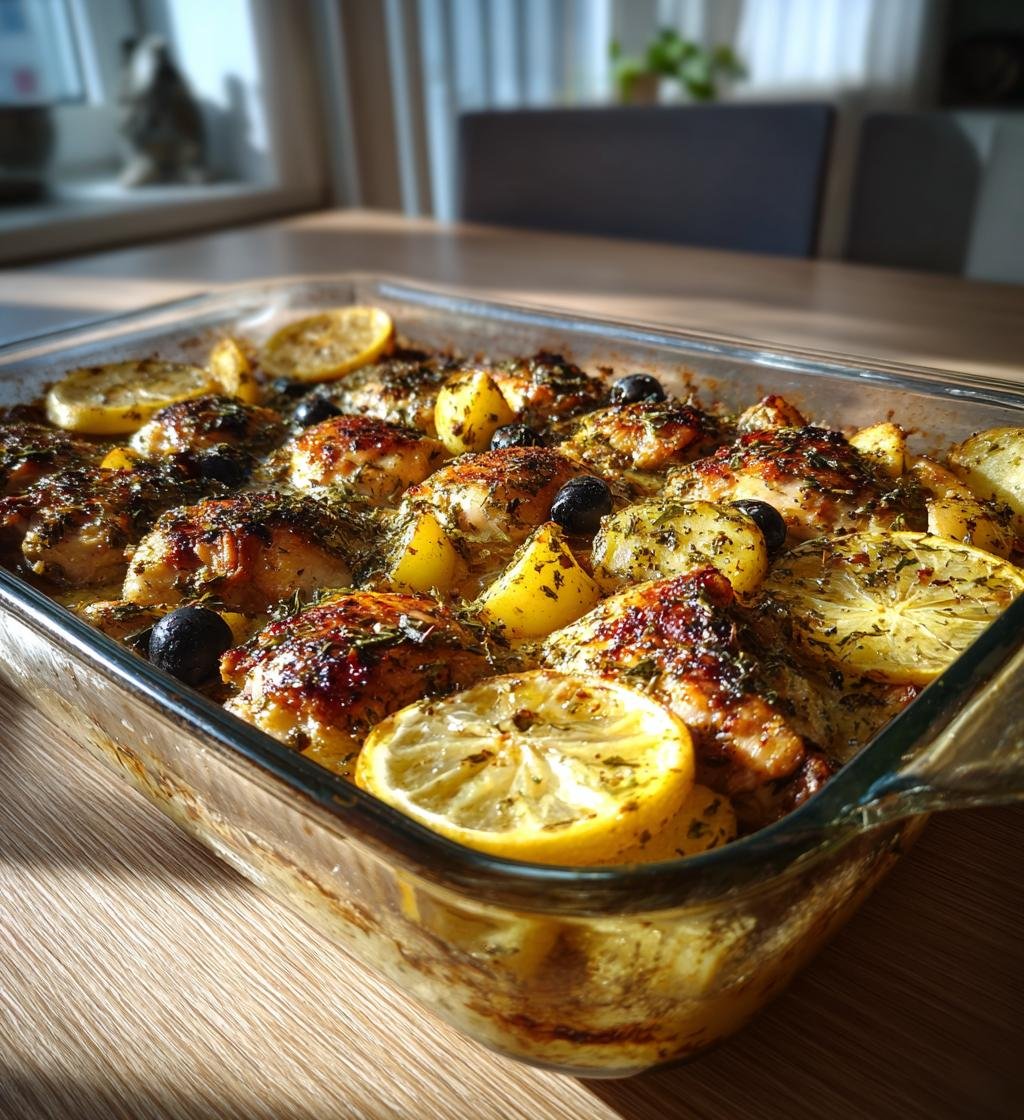 Grekisk kycklingplåt med potatis citron och oliver – Enkel och God