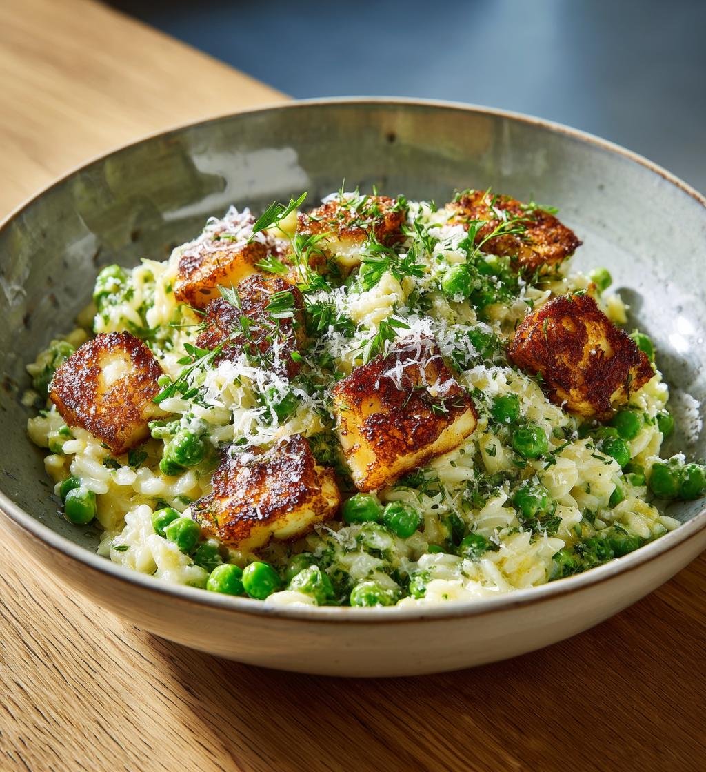 Krämig orzopasta med halloumi citron och gröna ärter – Enkel och God - steg för steg
