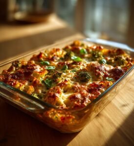 Pastagratäng med halloumi broccoli och pesto