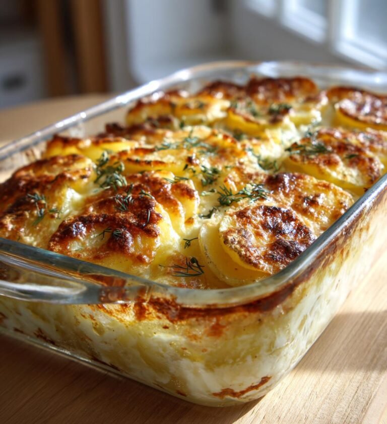 Laxgratäng med potatis purjolök och dill