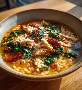 Marry me chicken med orzo spenat och parmesan
