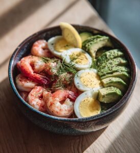 Enkel räksallad med ägg och avokado