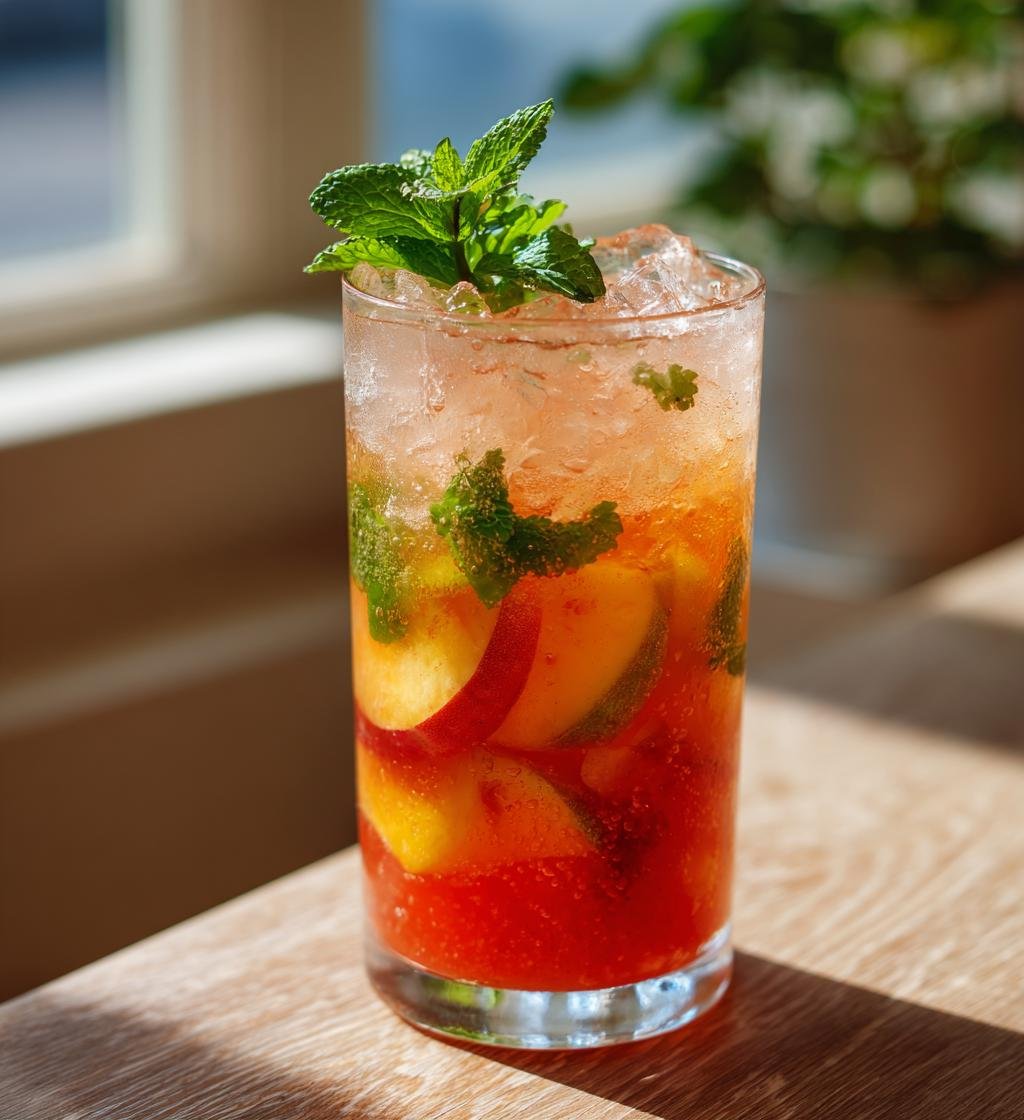 Persikolemonad med citron och mynta – Enkel och God Sommarfavorit - steg för steg