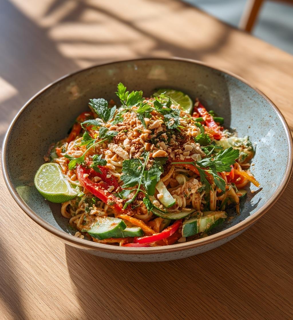 Asiatisk nudelsallad med jordnötsdressing – Enkel och krämig - steg för steg
