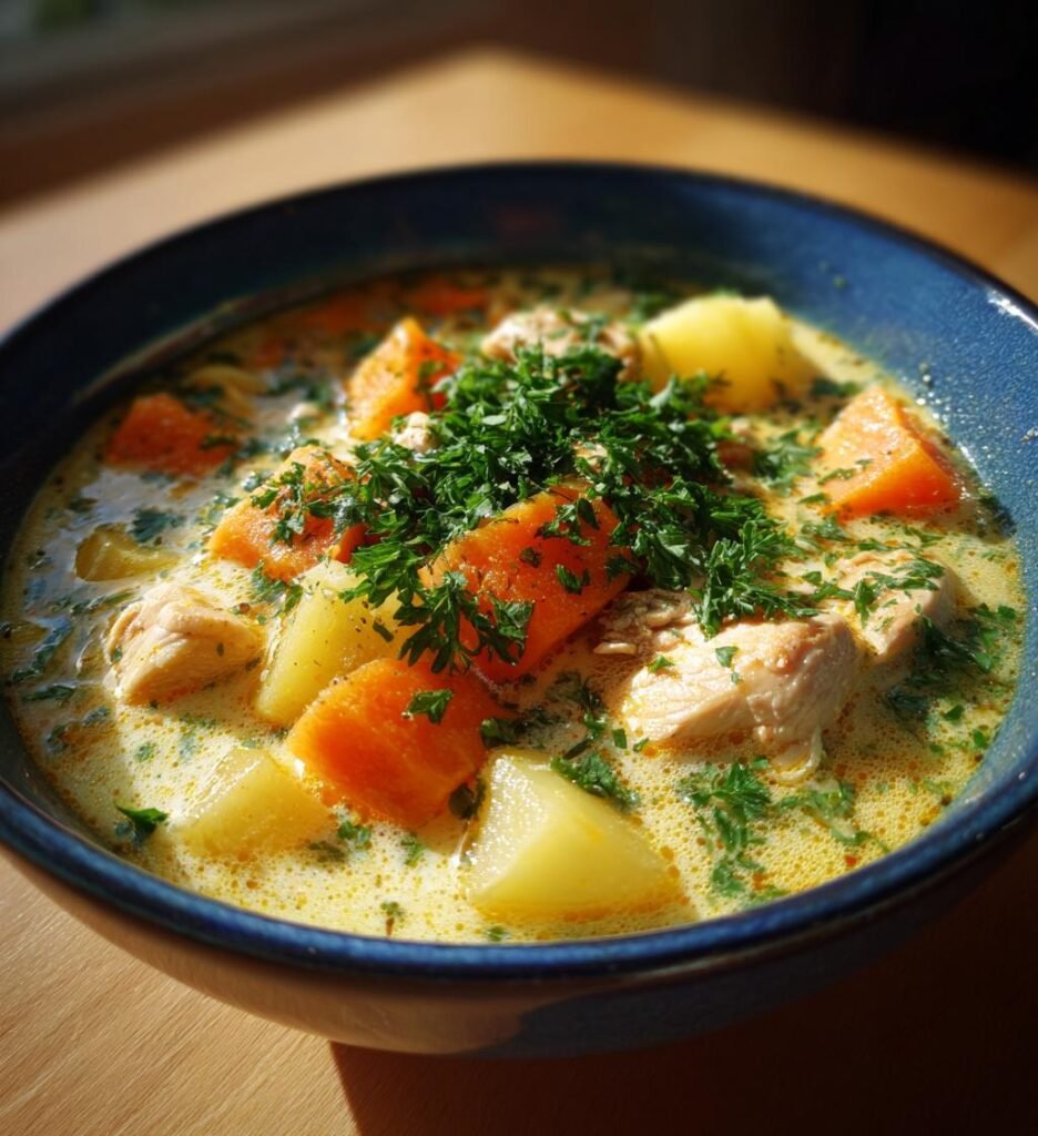 Krämig kycklingsoppa med potatis