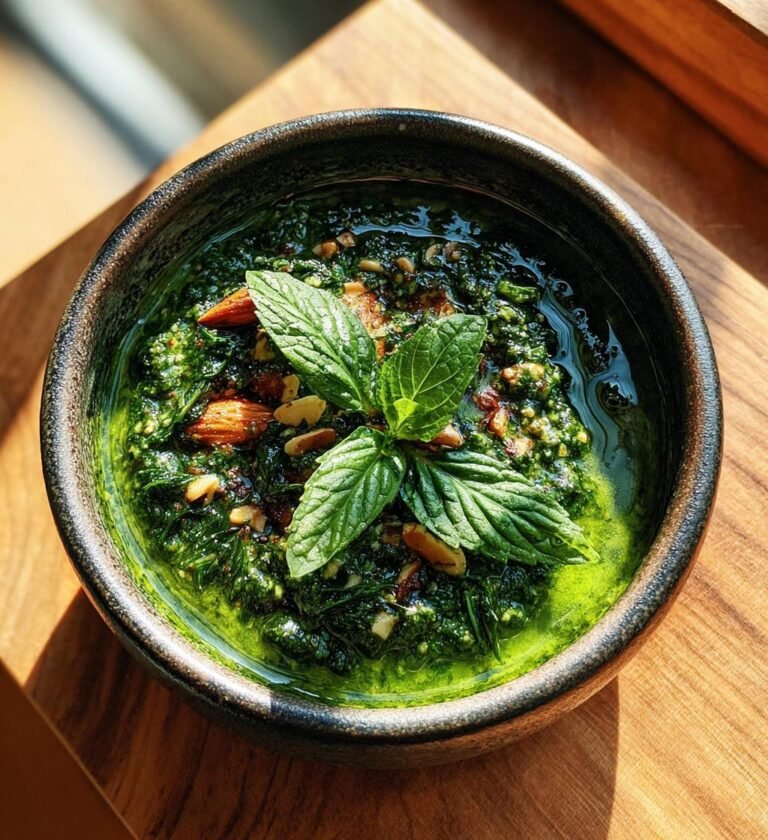 Hemgjord basilikapesto med mandel