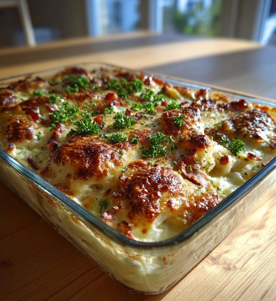 Krämig kycklinggratäng med bacon och ost