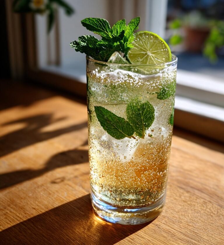 Fläderlemonad med lime och mynta