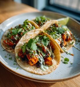 Veganska sötpotatistacos med svarta bönor