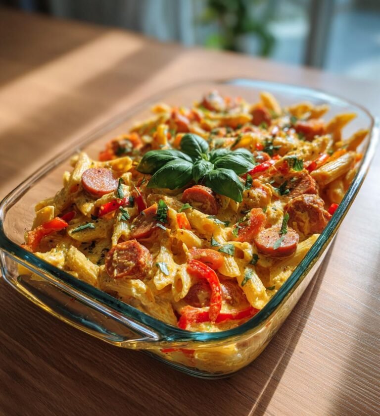 One pot pasta med korv paprika och färskost