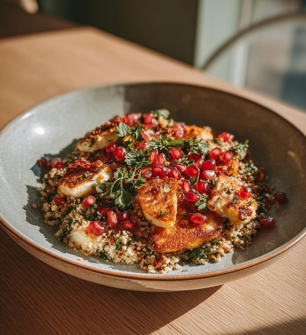 Couscoussallad med halloumi och granatäpple – Enkel och God - steg för steg