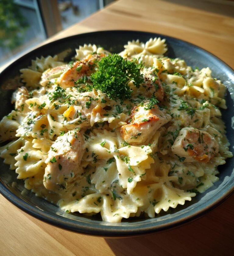 One pot-kycklingpasta med vitlök och färskost