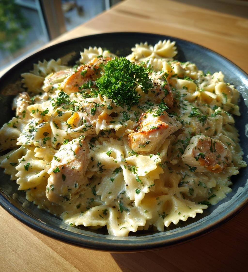 One pot-kycklingpasta med vitlök och färskost – Enkel och God rätt