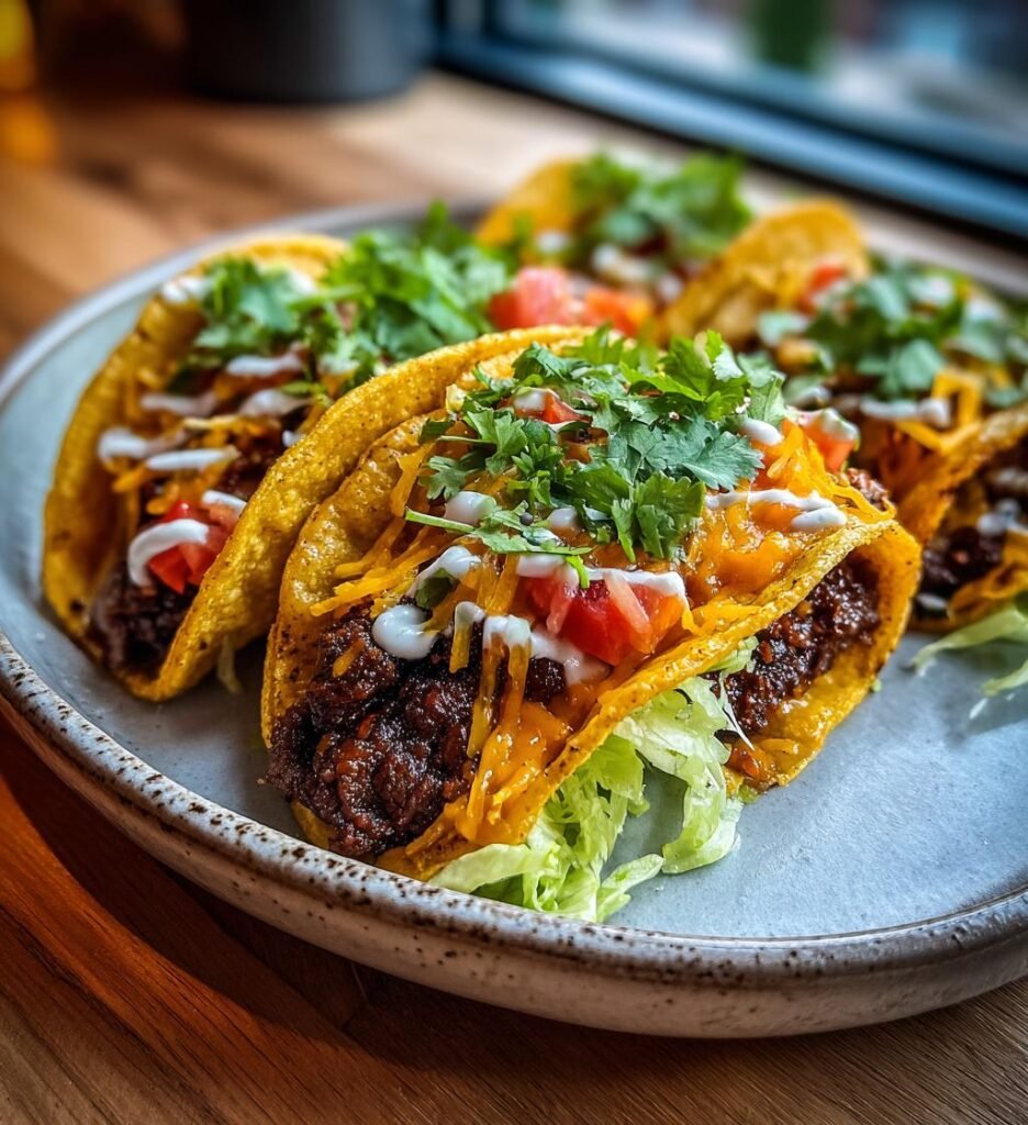 Smashburgertacos med cheddar och dressing