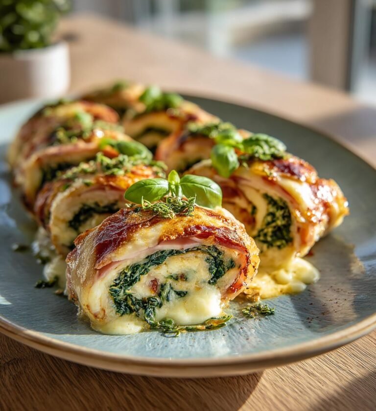 Kalkonrullader med spenat och mozzarella