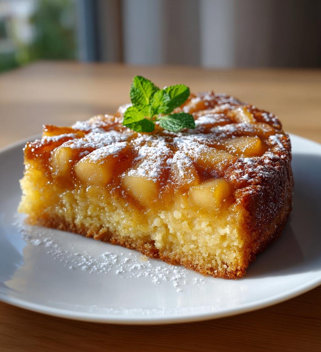 Uppochnerkaka med päron och karamell - Enkel och Saftig Dessert