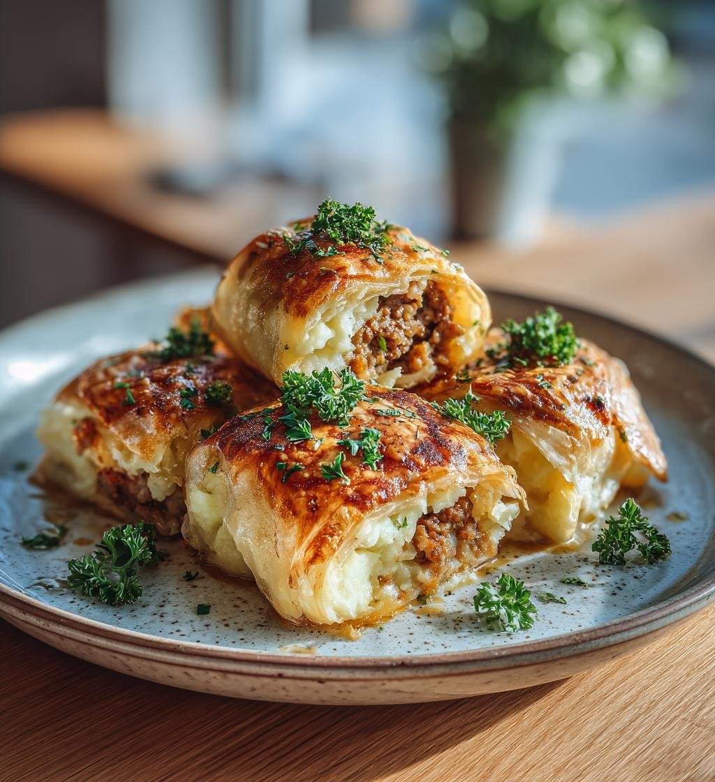 Smördegsrullar fyllda med köttfärs och potatismos - Enkel och God - steg för steg