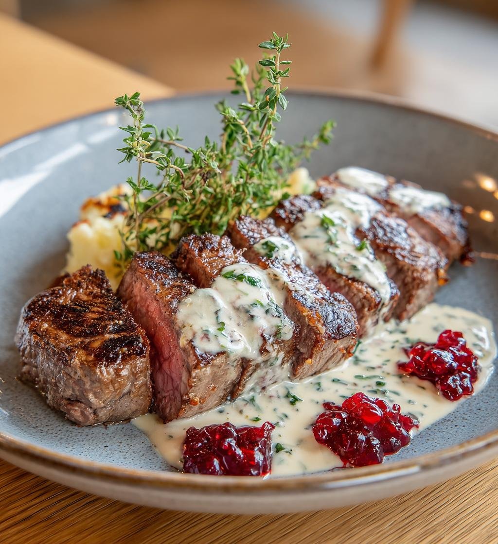 Porterstek med gräddsås och vinbärsgelé – Bästa hemlagade receptet