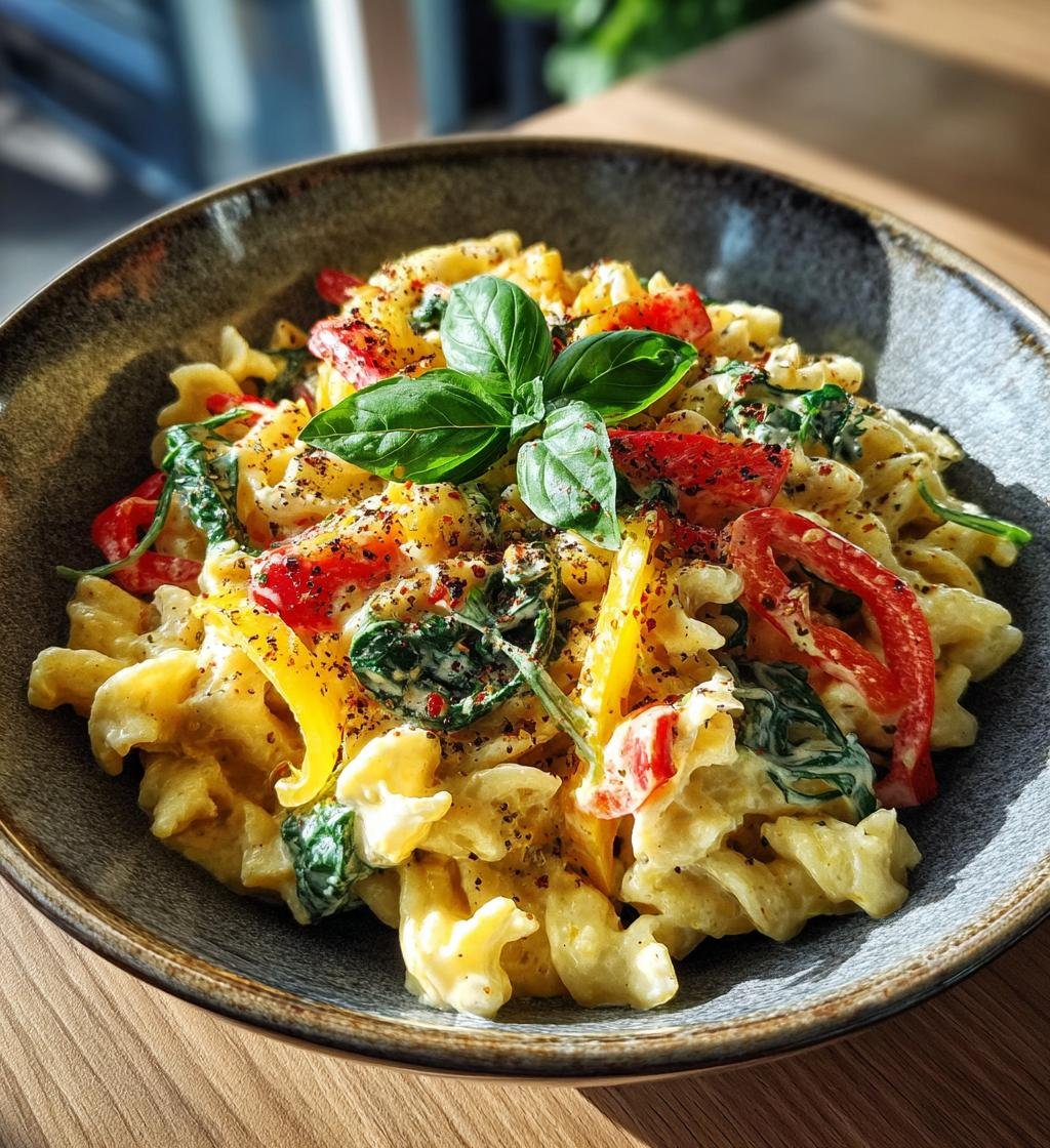 Kalkonpasta med paprika, spenat och mascarpone – Enkel och Krämig! - steg för steg