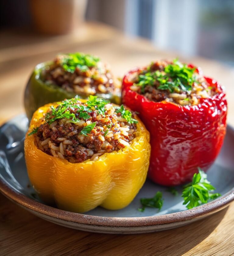Fyllda paprikor med köttfärs och ris