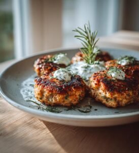 Lammfärsbiffar med rosmarin och vitlöksyoghurt