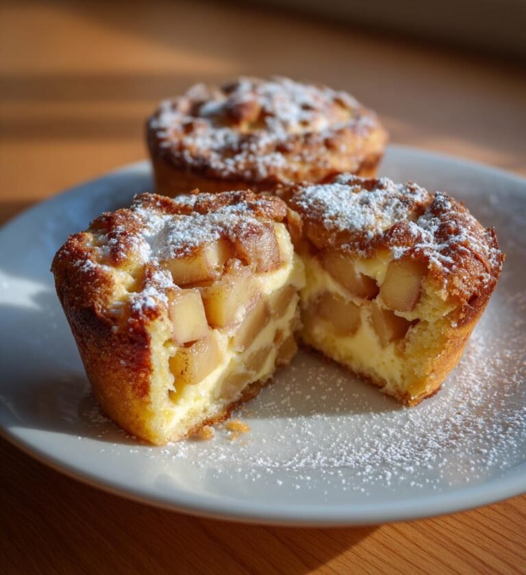 Äppel- och kanelmuffins med cheesecakefyllning