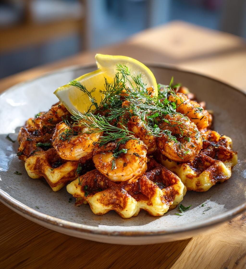 Skagenvåfflor med räkor, citron och dill - Enkel och God