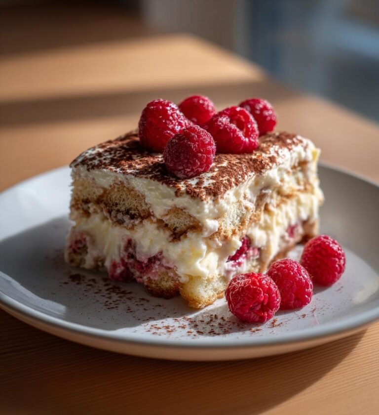 Tiramisu med vit choklad och hallon